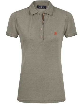 Tricou din amestec de bumbac cu fenta cu nasturi, Kaki