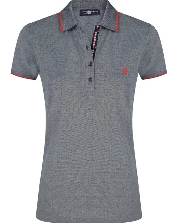 Tricou din amestec de bumbac cu fenta cu nasturi, Gri carbune