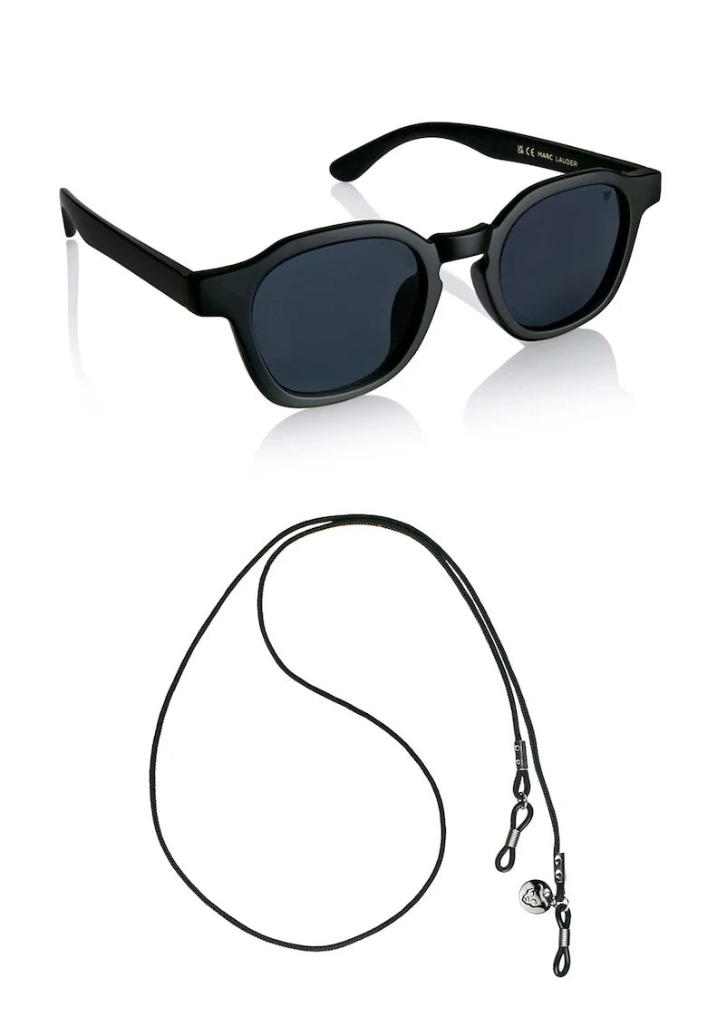 Ochelari de soare pantos unisex cu lant, Negru