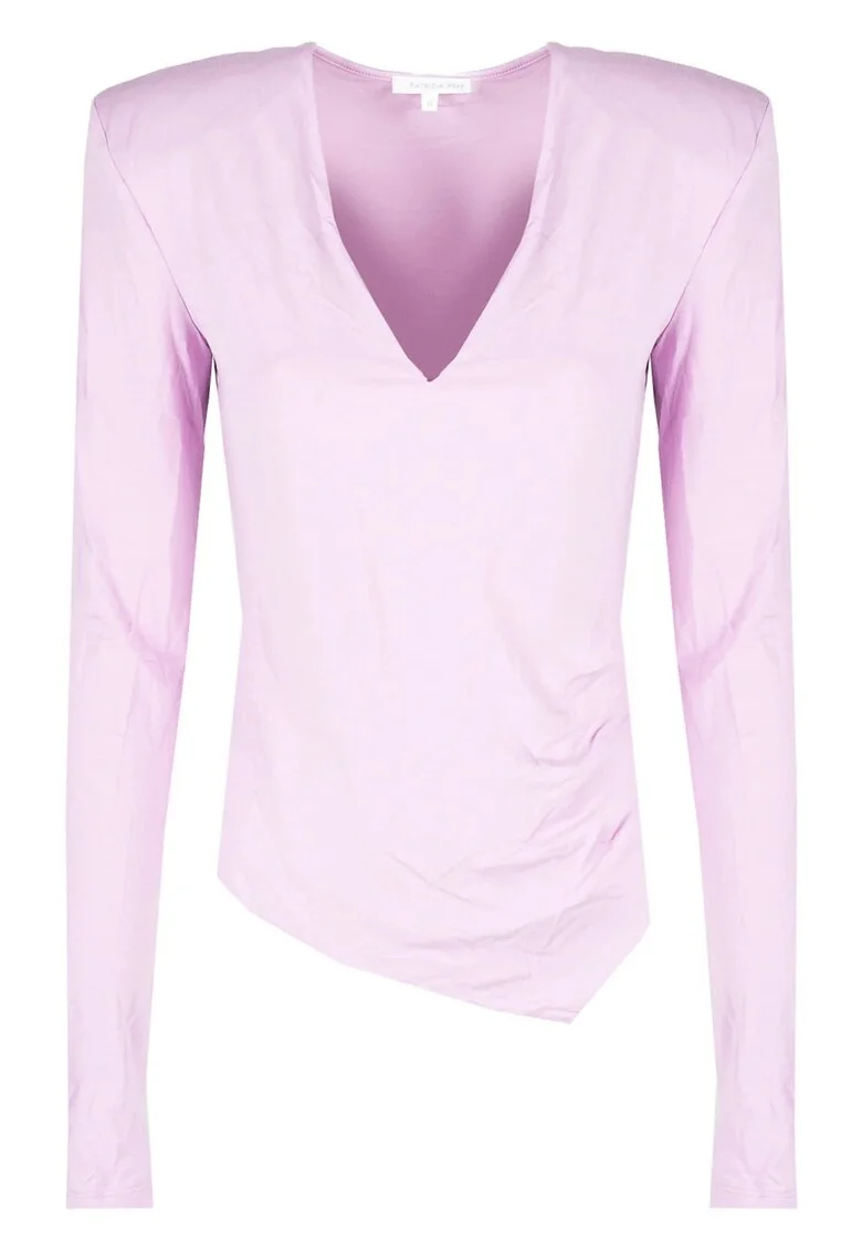 Bluza cu decolteu in V si fronseuri, Lila, 34