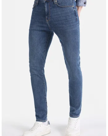Blugi skinny cu aspect decolorat, Albastru