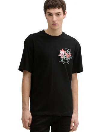Tricou din bumbac cu model text, Negru