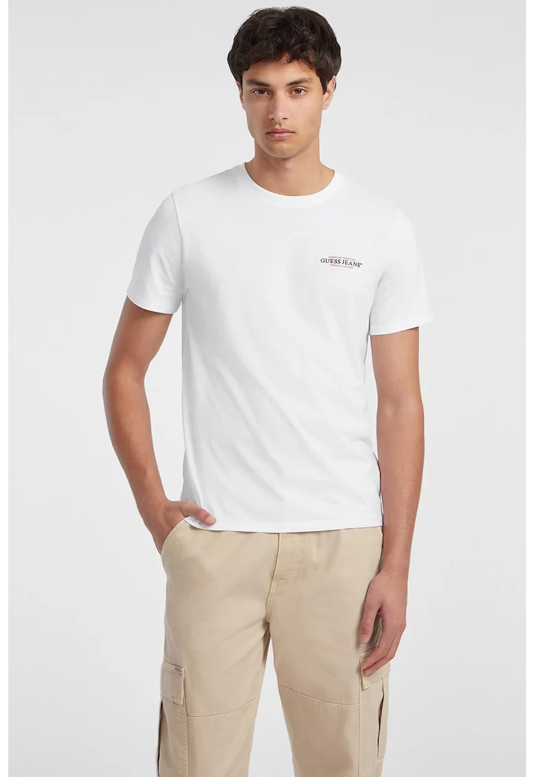 Tricou slim fit cu decolteu la baza gatului, Rosu/Negru/Alb optic