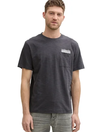 Tricou regular-fit cu buzunar pe piept, Gri inchis