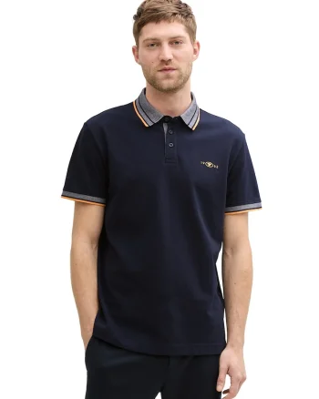 Tricou polo cu detalii contrastante, Galben/Bleumarin