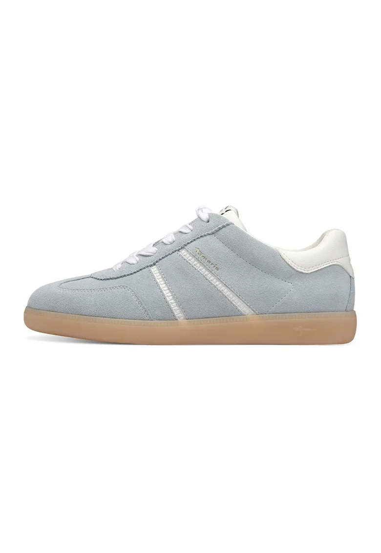 Pantofi sport low-cut cu insertii de piele intoarsa, Albastru deschis