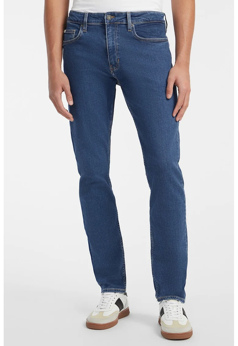 Blugi slim fit cu talie medie, Albastru inchis