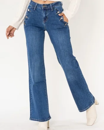 Blugi Dama Evazati  Albastri P195-5 M8 16804, Albastru