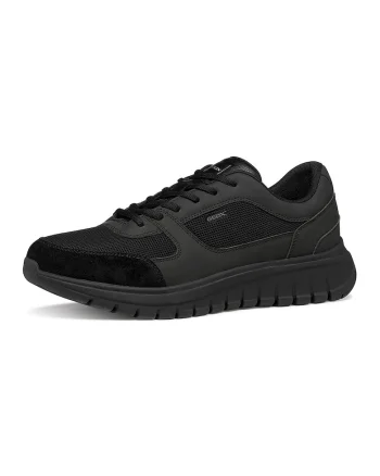 Pantofi sport Herren din material textil cu insertii din piele ecologica, Negru
