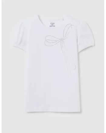 Tricou cu funda din strasuri, Alb optic