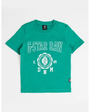 Tricou de bumbac organic cu logo supradimensionat, Verde/Alb fildes