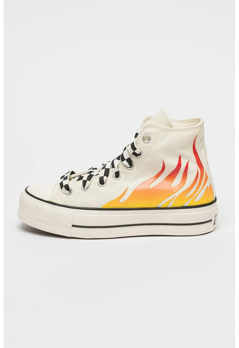 Tenisi din panza cu varf intarit Chuck Taylor All Star Lift, Alb fildes/Portocaliu