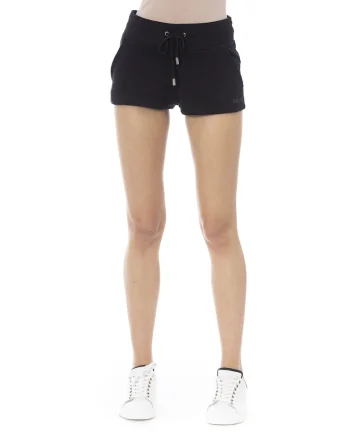 Pantaloni scurti din bumbac cu snur, Negru