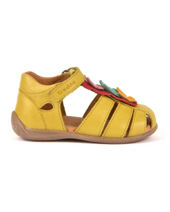 Sandale din piele cu aplicatii cu funda, Portocaliu/Roz/Galben mustar