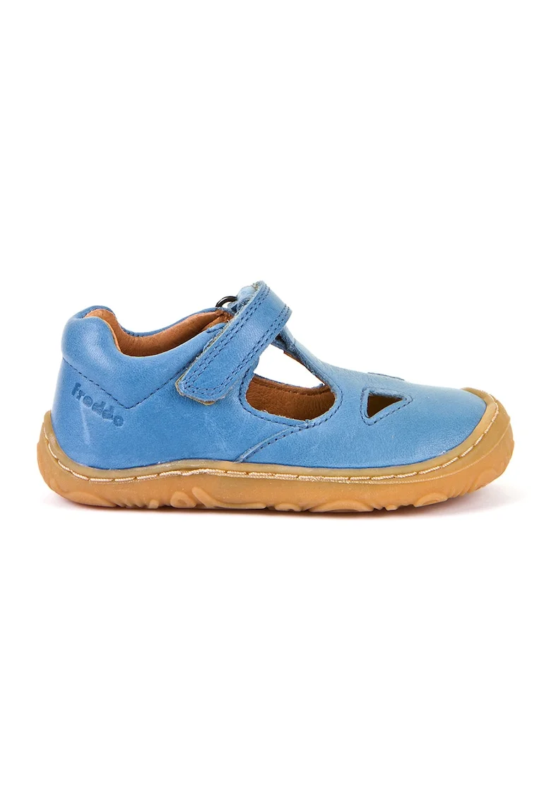 Sandale unisex din piele cu inchidere velcro, Albastru deschis