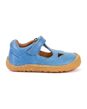 Sandale unisex din piele cu inchidere velcro, Albastru deschis