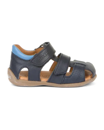 Sandale din piele cu model uni cu inchidere velcro, Albastru ultramarin/Albastru deschis