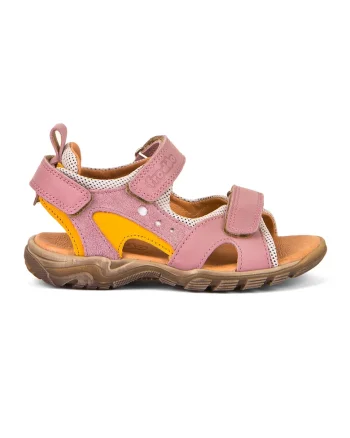 Sandale din piele cu garnituri din piele intoarsa, Portocaliu/Roz pastel