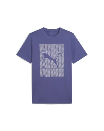 Tricou din amestec de bumbac cu imprimeu logo, Albastru indigo/Alb murdar