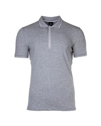 Tricou polo cu fenta cu fermoar, Gri