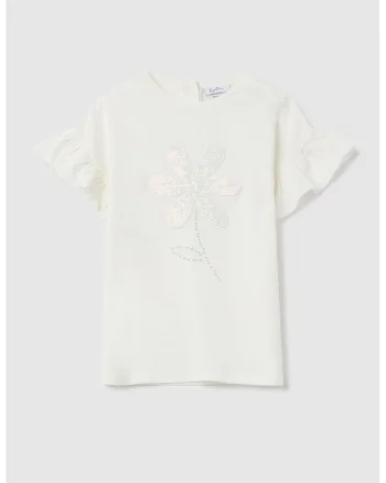 Tricou cu volane, Alb murdar