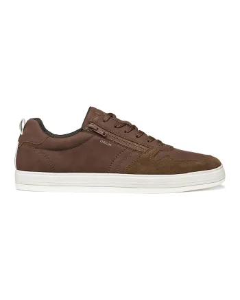 Pantofi sport Serifos low cut cu garnituri de piele, Maro