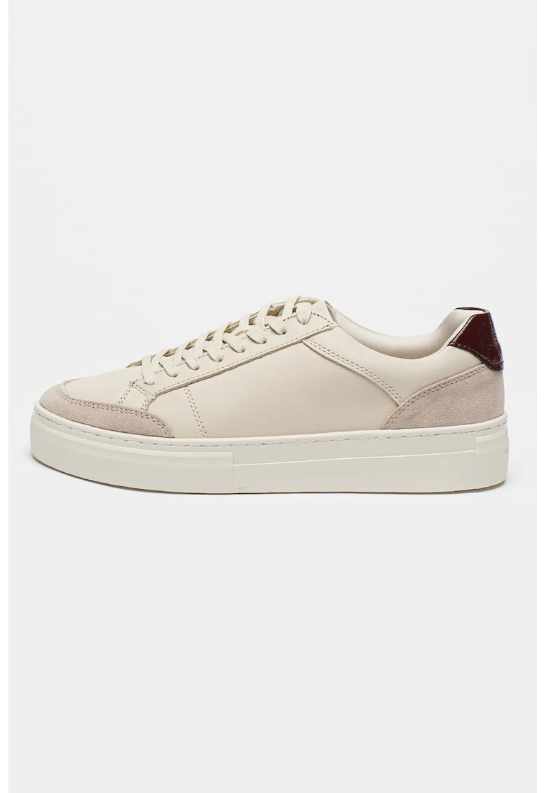 Pantofi sport din piele si piele intoarsa Zoe, Visiniu/Bej