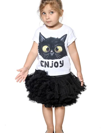 Tricou cu imprimeu cu animale, Alb/Galben murdar/Negru stins