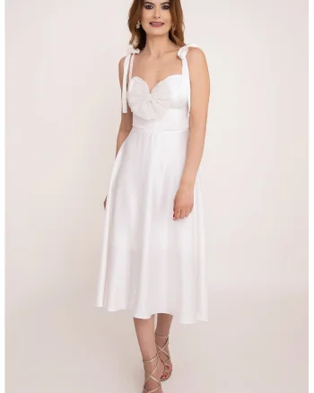 Rochie midi cu decolteu sweetheart Pearl, Alb