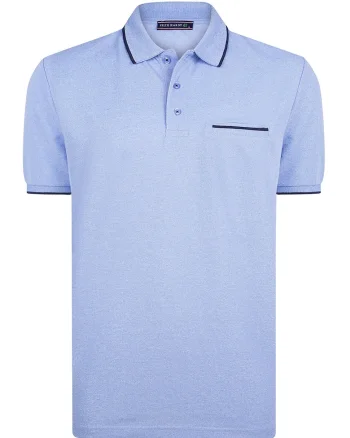 Tricou polo din amestec de bumbac, Albastru azur