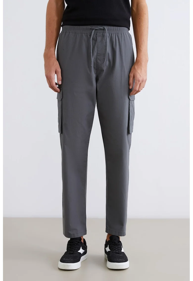 Pantaloni cargo lejeri cu snur de ajustare, Gri antracit