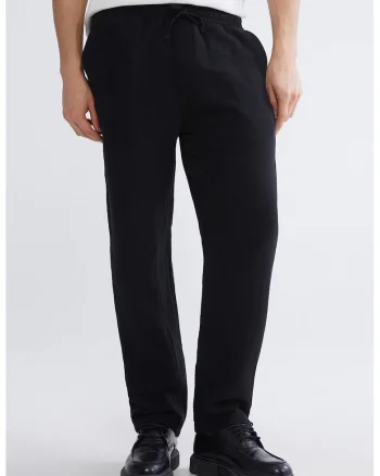 Pantaloni relaxed-fit din bumbac cu snururi, Negru