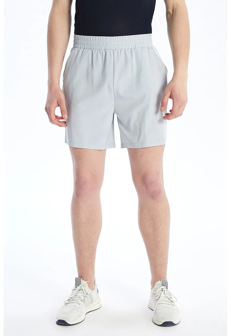 Pantaloni scurti cu talie elastica in talie si buzunare laterale, Gri deschis