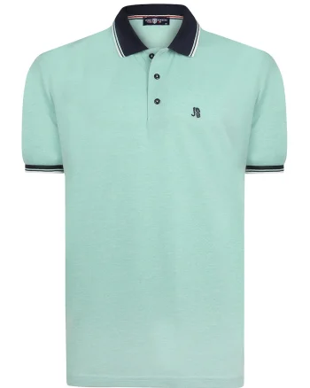 Tricou cu model uni si guler polo, Verde menta