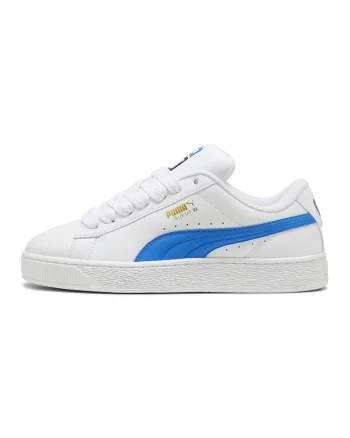 Pantofi sport de piele si piele ecologica XL, Alb/Albastru royal