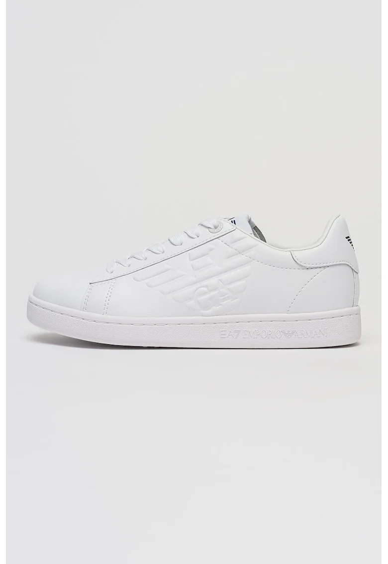Pantofi spor unisex din piele cu monograma in relief, Alb murdar