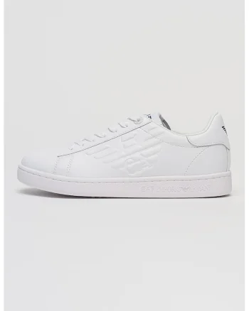 Pantofi spor unisex din piele cu monograma in relief, Alb murdar
