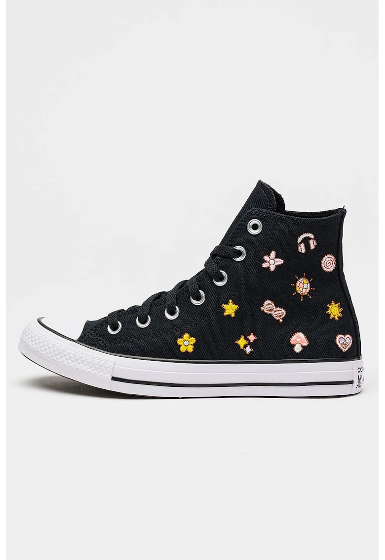 Pantofi sport high-top Chuck Taylor All Star cu broderie, Negru