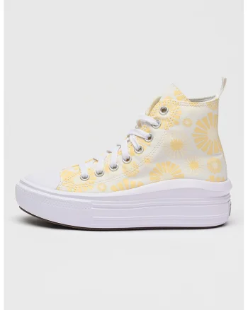 Tenisi flatfom cu model floral Chuck Taylor All Star Move, Alb/Galben