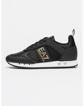 Pantofi sport low-cut cu logo, Auriu/Negru/Alb optic