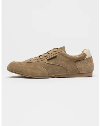 Pantofi sport din piele intoarsa si piele, Maro taupe