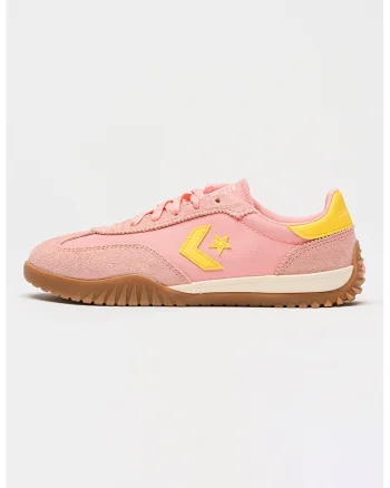 Pantofi sport low-cut Run Star crosetati cu insertii de piele intoarsa, Galben/Roz