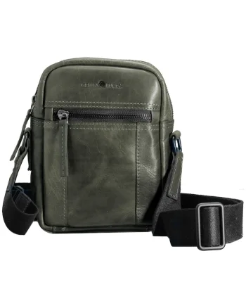 Geanta umar barbati piele naturala verde 17 x 20.5 x 5.5 cm, Newport,  Verde