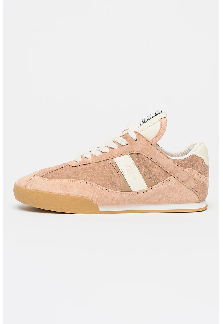 Pantofi sport Kick din piele intoarsa si piele, Roz prafuit