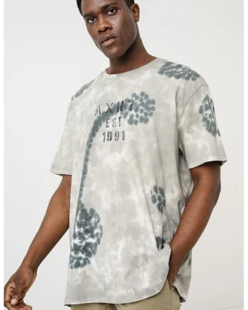 Tricou din bumbac cu model tie-dye, Verde pal