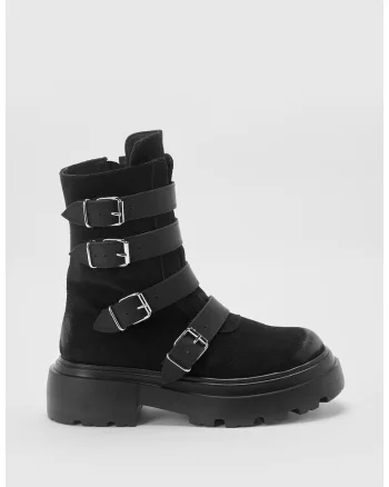 Ghete din piele intoarsa Pure, Negru, Negru