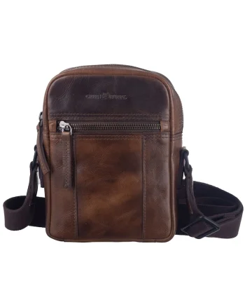 Geanta umar barbati piele naturala maro 17 x 20.5 x 5.5 cm, Newport,  Maro