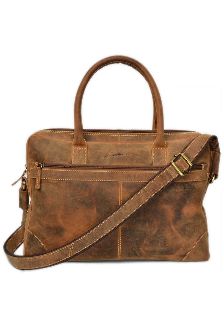 Geanta umar unisex piele naturala maro antichizat 41 x 29 cm, Vintage,  Maro antichizat