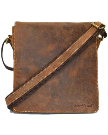 Geanta umar unisex piele naturala maro antichizat 23 x 26 cm (1636-25), Vintage,  Maro antichizat