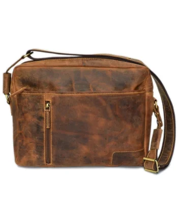 Geanta umar unisex piele naturala maro antichizat 32 x 25 cm, Vintage,  Maro antichizat